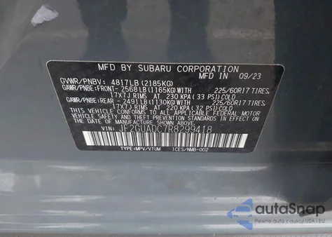 2024 Subaru Crosstrek Premium from USA, damaged, VIN JF2GUADC7R8299418